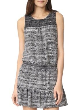 JOIE Leilou Silk Drop Waist Mini Dress in Gray/Black/White Size XS